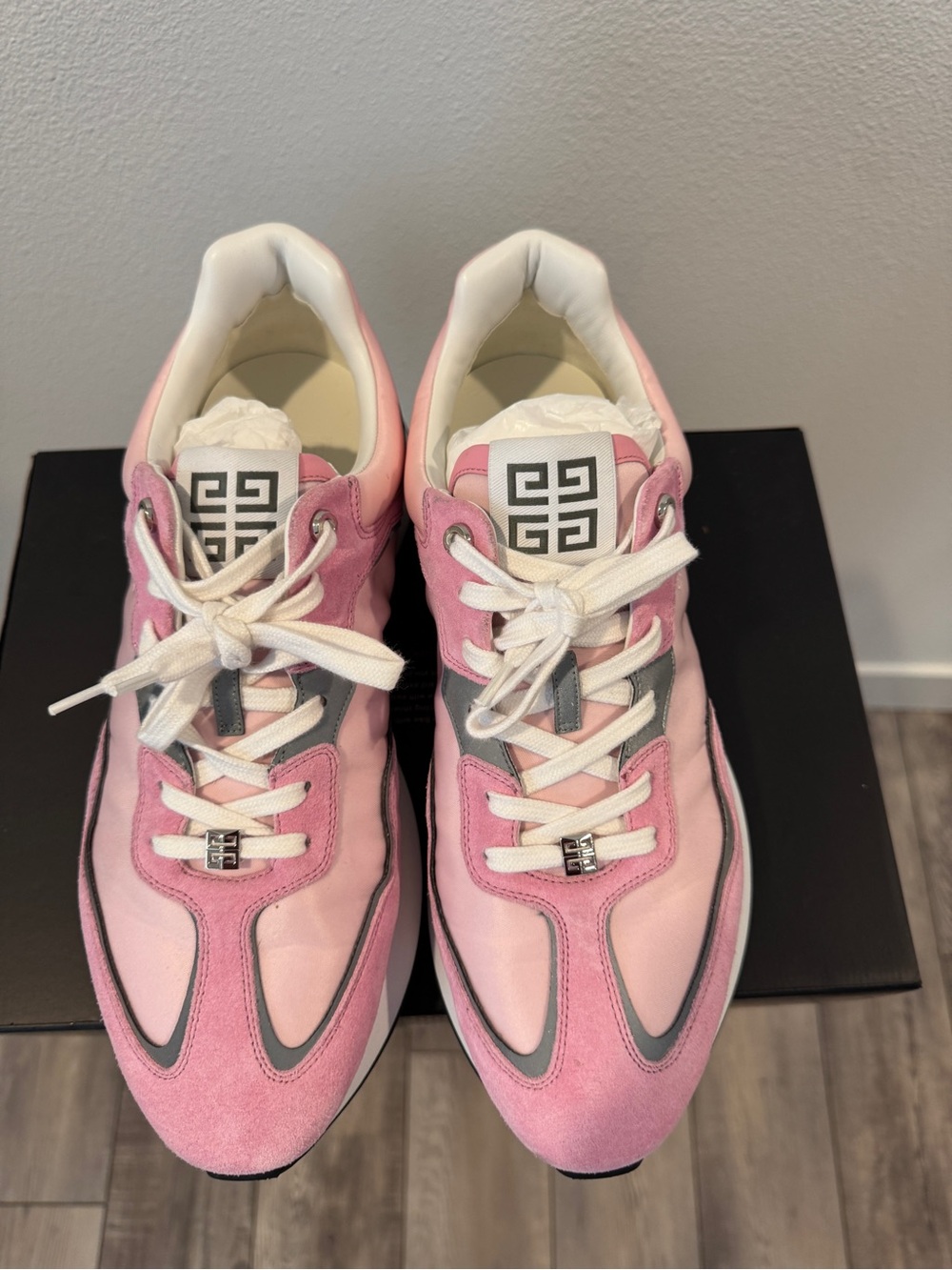 Givenchy Pink Suede & Gray Leather Runner Sneakers - Picture 3 of 15